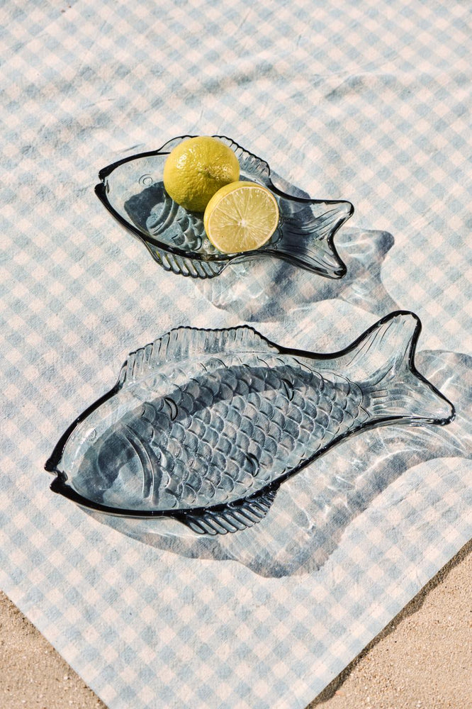 Glass Fish Dish - Blue, Large