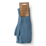 Cable Knit Fingerless Gloves - Cornflower