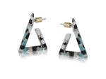 Erica Triangle Resin Hoop Earrings - Blue