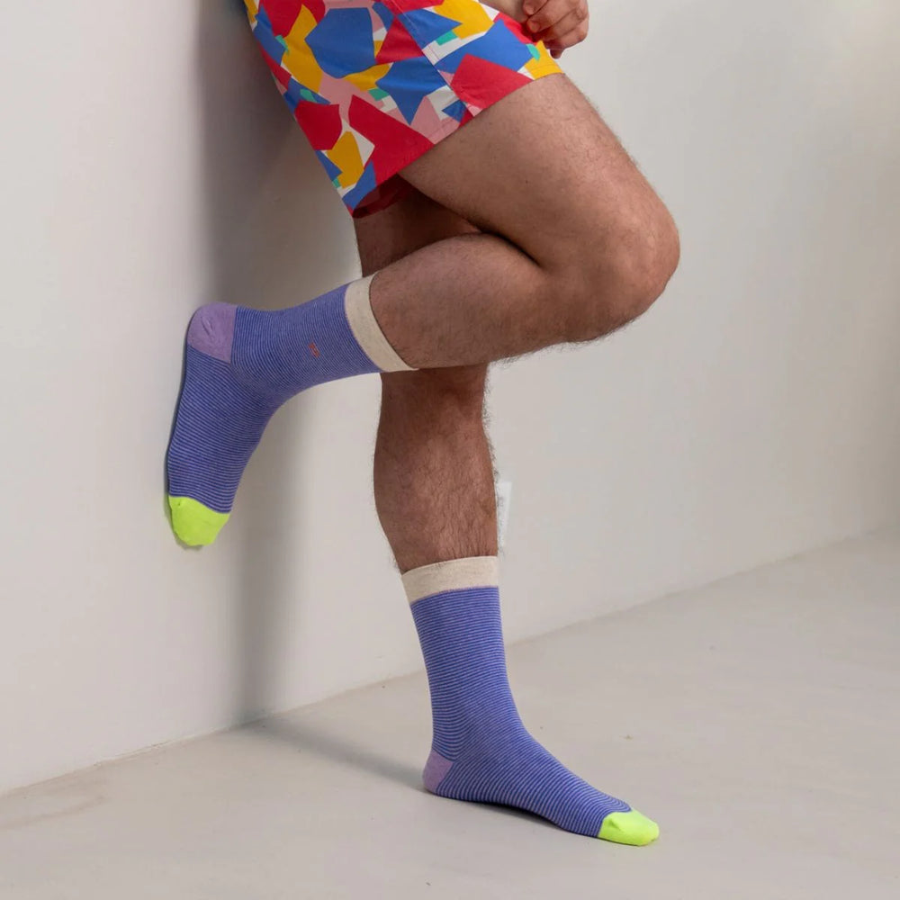 Striped Socks in Combed Cotton  - Vibrant