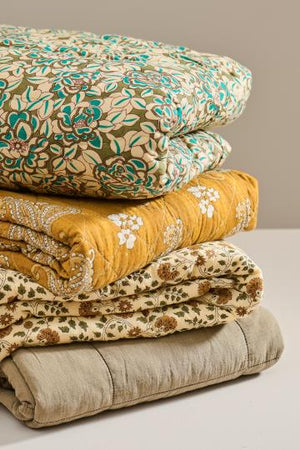Quilt -  Mustard With Paisley Pattern