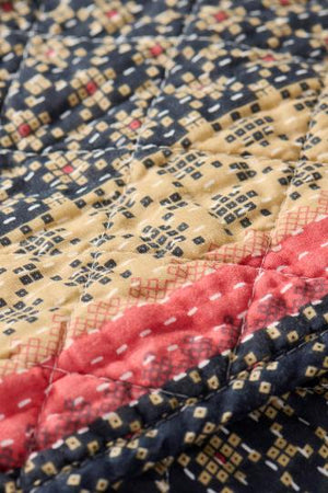 Quilt -  Dark Blue With Light Pink and Natural Coloured Pattern