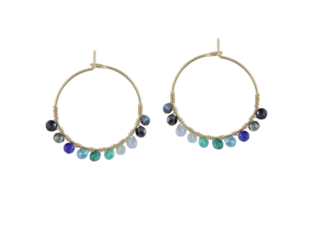 Cressida Beaded Hoop Earrings - Blue