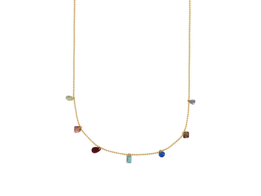 Nicole Rainbow Baguette Stones Necklace - Gold