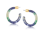Hortense Resin Hoop Earrings - Green Blue
