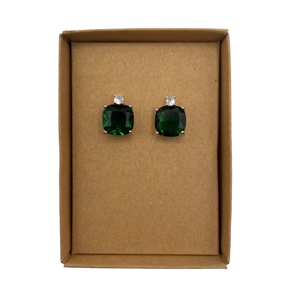 Emerald Sparkle Stud Earrings