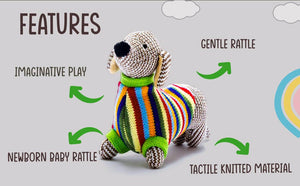 Knitted Sausage Dog Baby Rattle