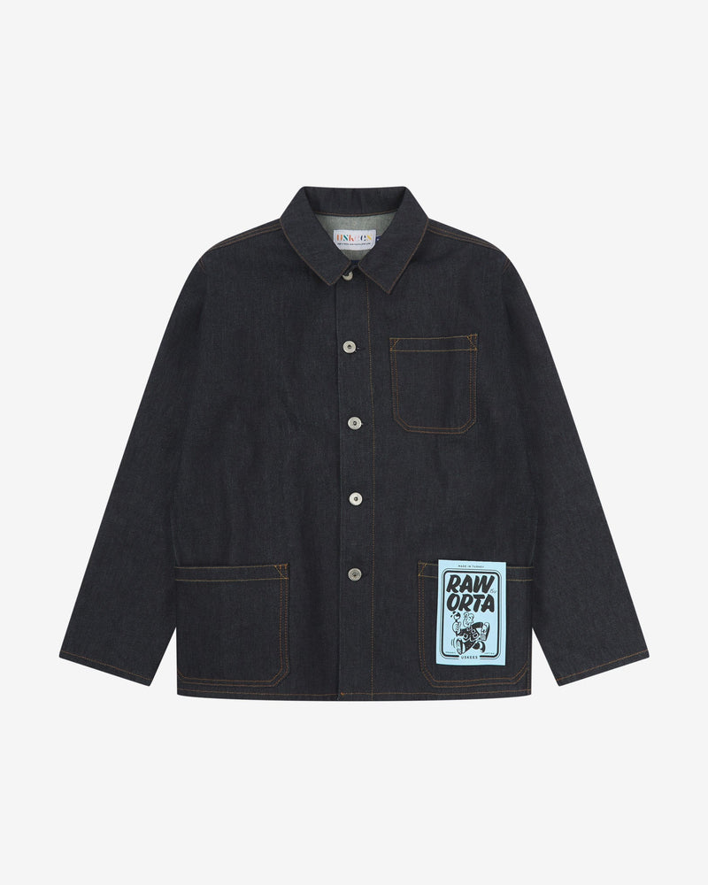 Men's Organic Buttoned Overshirt - Raw Orta Denim