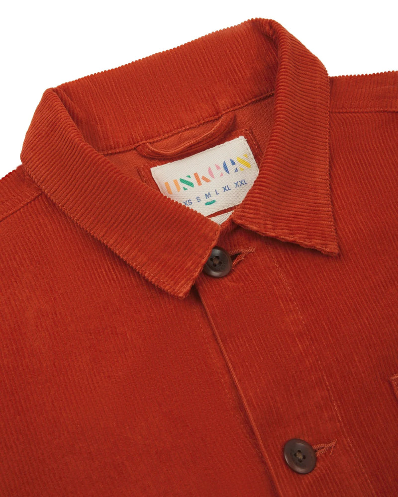 Men's Organic Buttoned Cord Overshirt - Rust