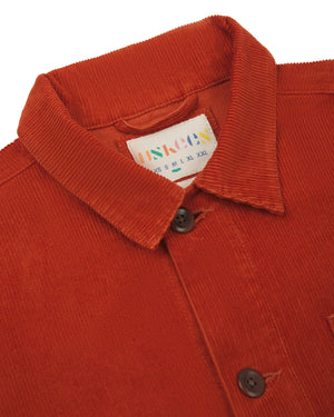 Men's Organic Buttoned Cord Overshirt - Rust