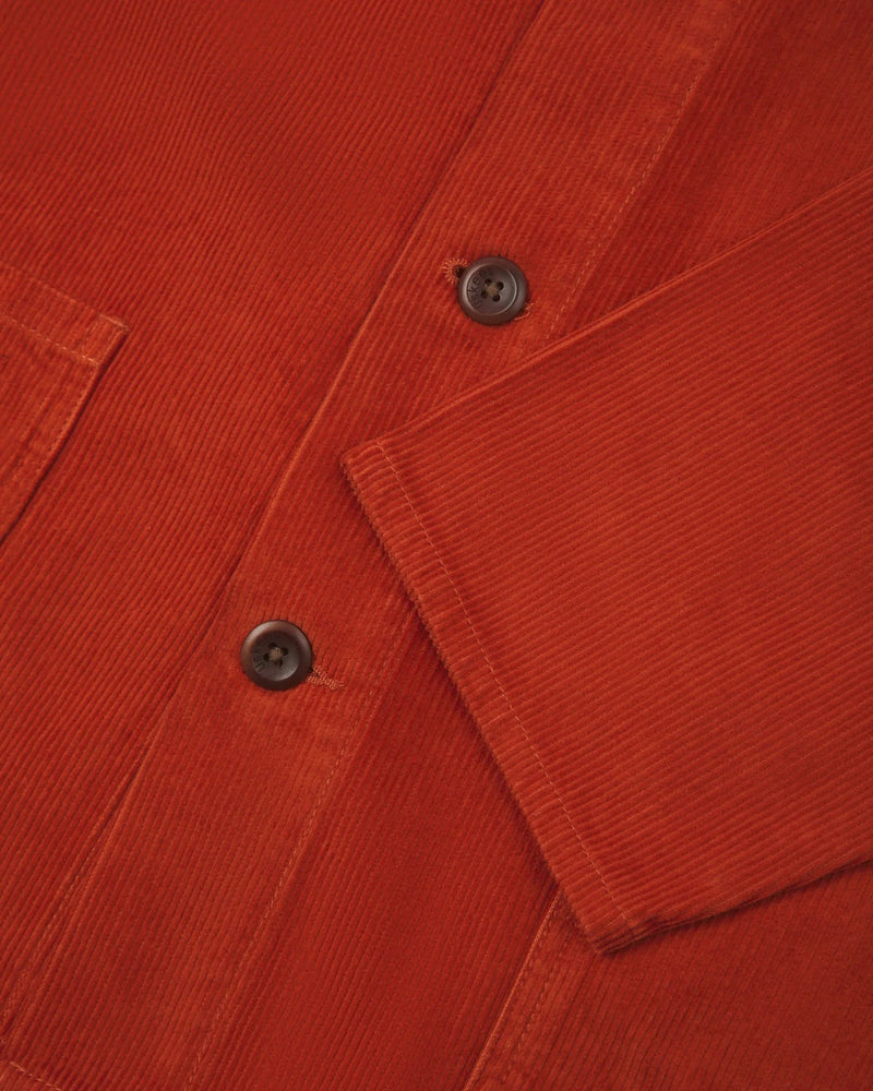 Men's Organic Buttoned Cord Overshirt - Rust