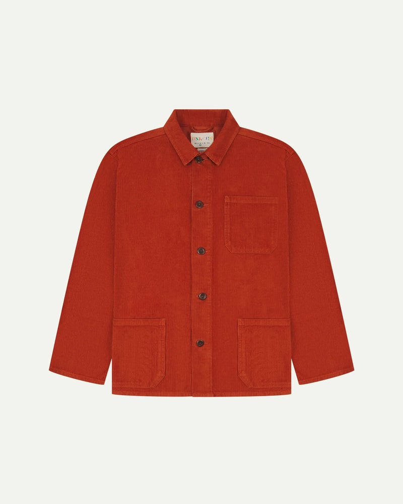 Men's Organic Buttoned Cord Overshirt - Rust