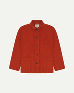 Men's Organic Buttoned Cord Overshirt - Rust