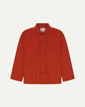 Men's Organic Buttoned Cord Overshirt - Rust