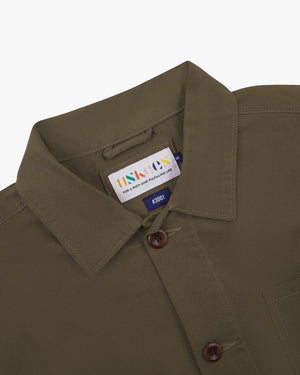 Men's Organic Buttoned Overshirt - Dark Taupe
