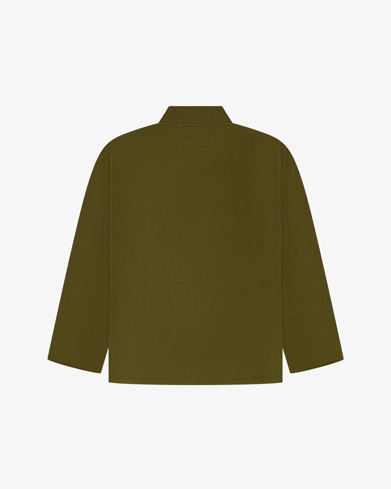 Men's Organic Buttoned Cord Overshirt - Woodland Green
