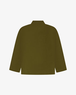 Men's Organic Buttoned Cord Overshirt - Woodland Green