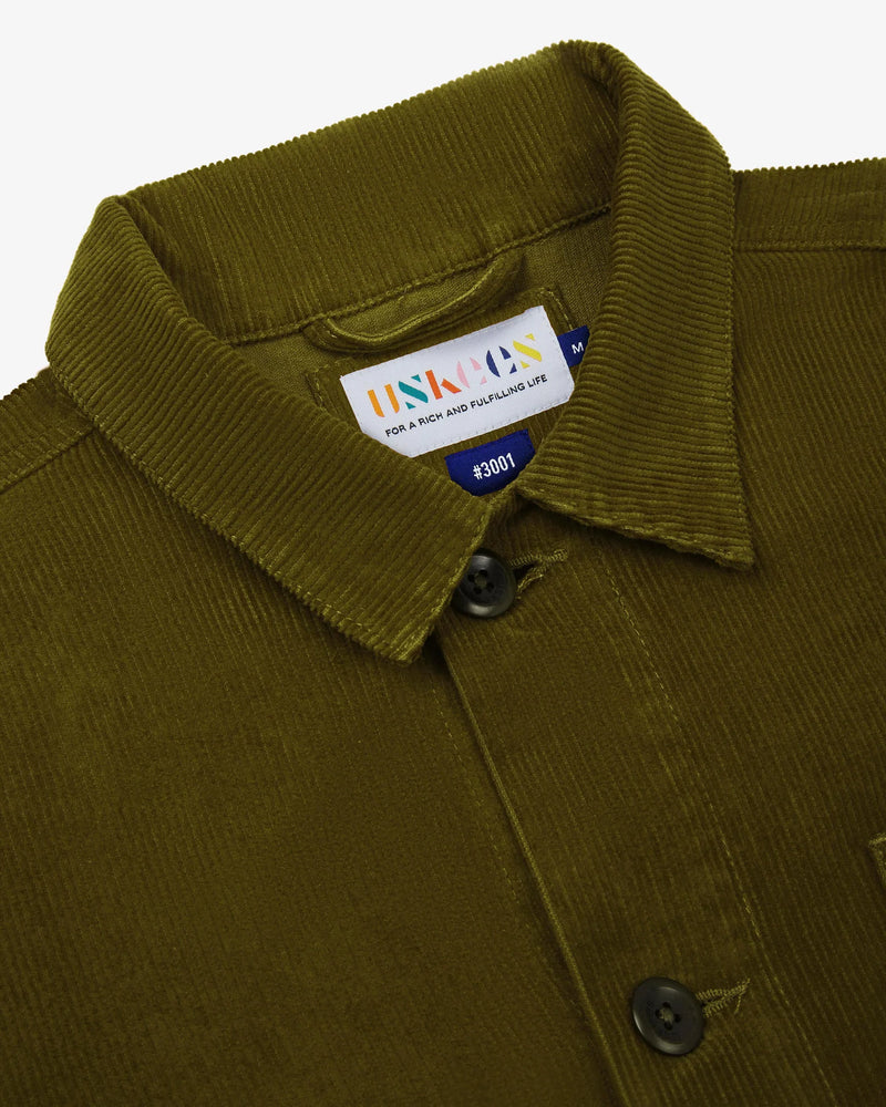 Men's Organic Buttoned Cord Overshirt - Woodland Green
