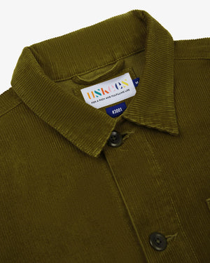 Men's Organic Buttoned Cord Overshirt - Woodland Green