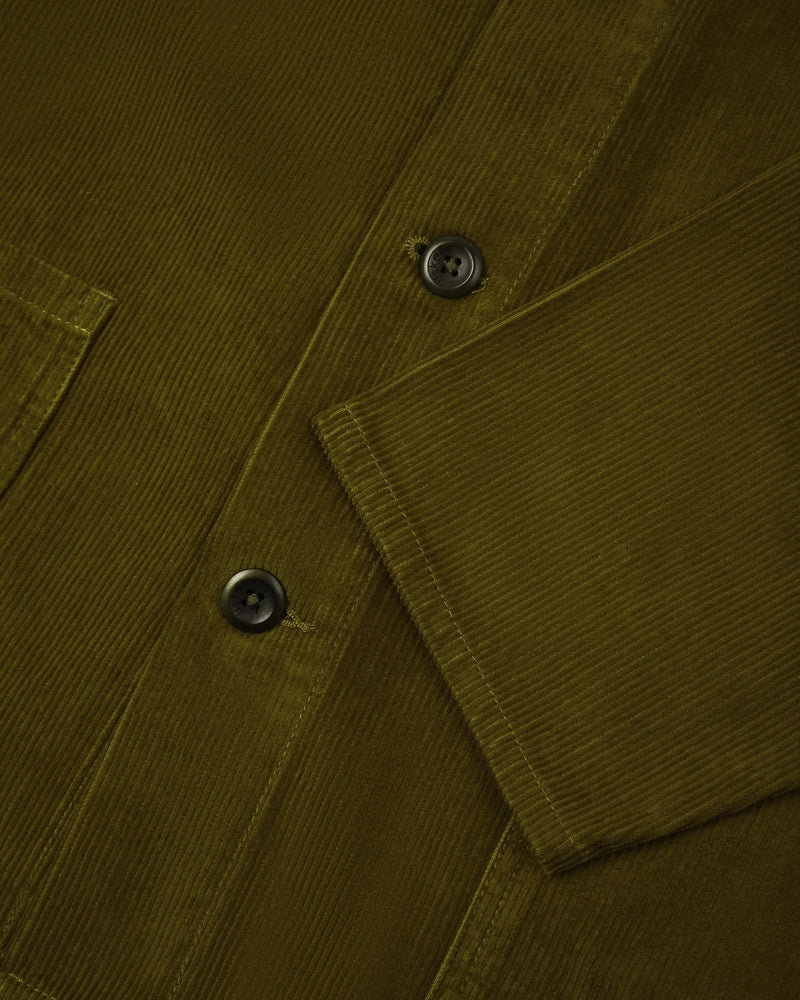 Men's Organic Buttoned Cord Overshirt - Woodland Green