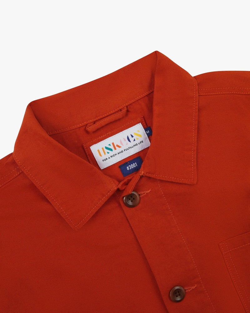 Men's Organic Buttoned Overshirt - Rust