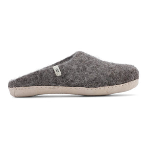 Hand-made Natural Brown Felted Wool Slippers