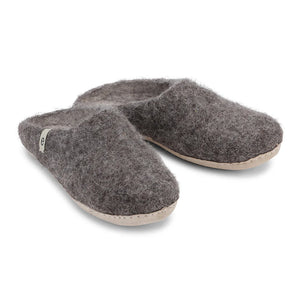 Hand-made Natural Brown Felted Wool Slippers
