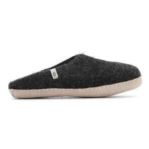 Hand-made Black Felted Wool Slippers