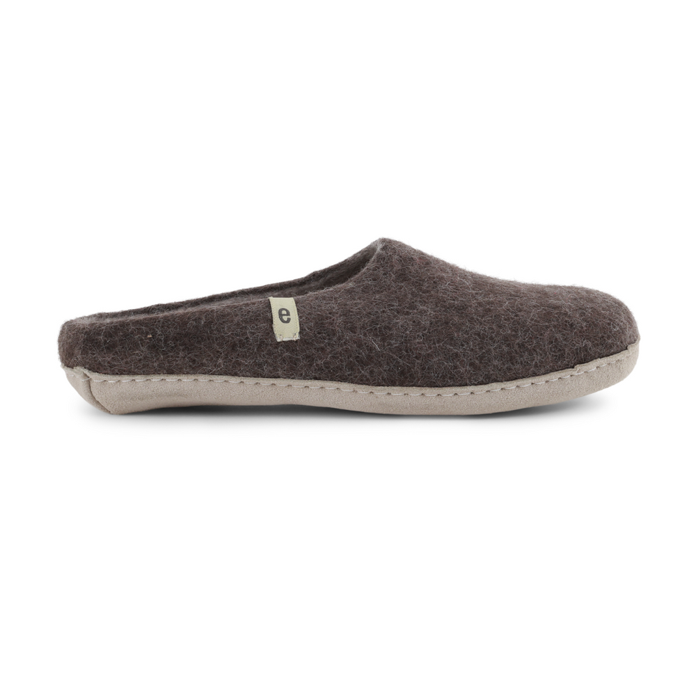 Hand-made Natural Brown Felted Wool Slippers