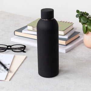 Rubber Coated Steel Bottle 500ml - Black