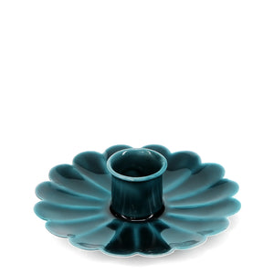 Enamel Flat Flower Candle Holder - Blue