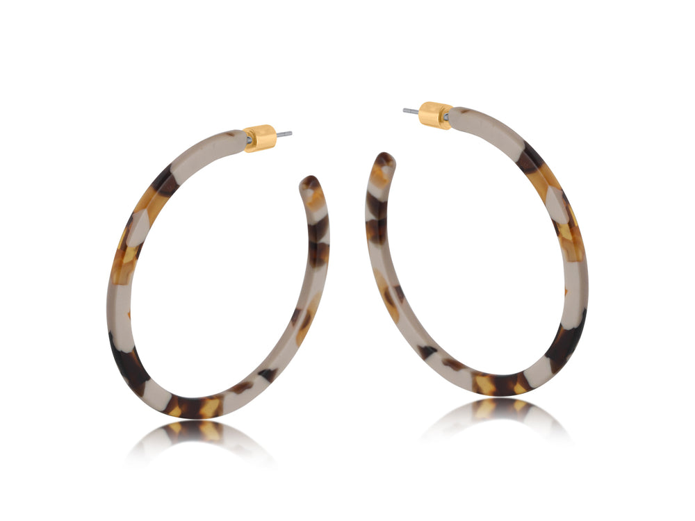 Kathryn Resin Hoop Earrings - Cappuccino / Brown