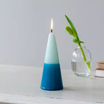 Small Two-Colour Cone Candle - Dark Blue/ Mint