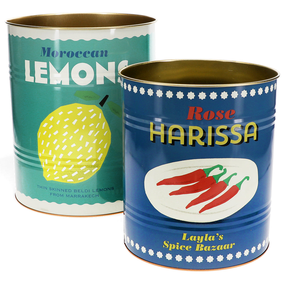 XL Storage Tins, Lemons and Harissa, Set of 2
