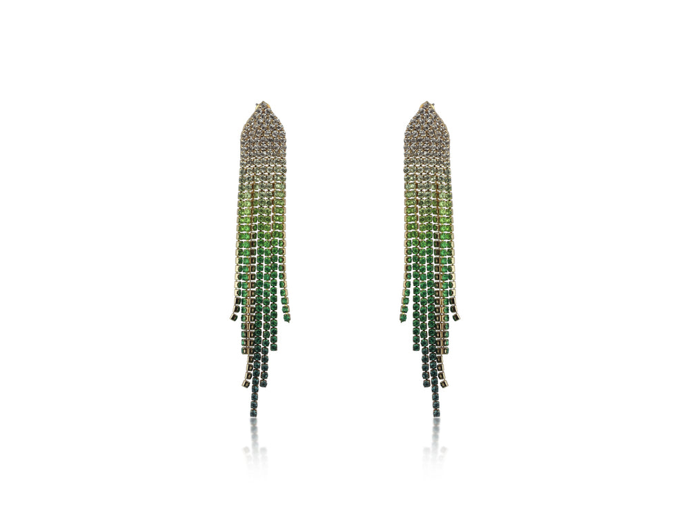 Veronika Ombre Art Deco Style Fringe Earrings - Green