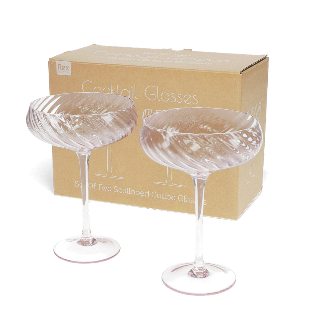 Scalloped Coupe Cocktail Glasses - Boxed Pair