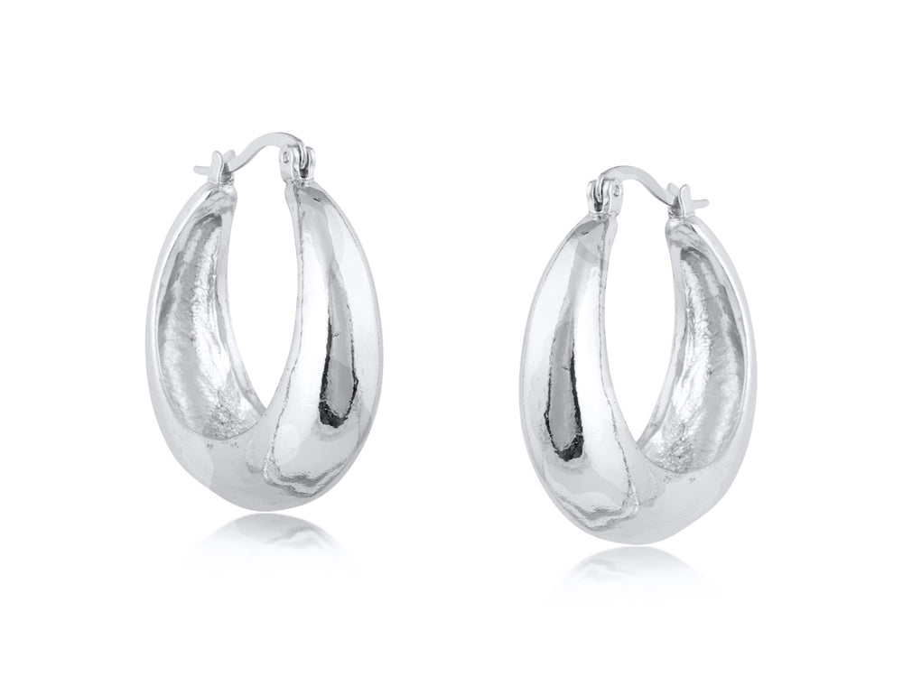 Sophia Organic Shape Oval Earrings - Silver
