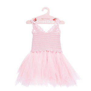 Crochet Dress - Pale Pink - Age 3-4 Years