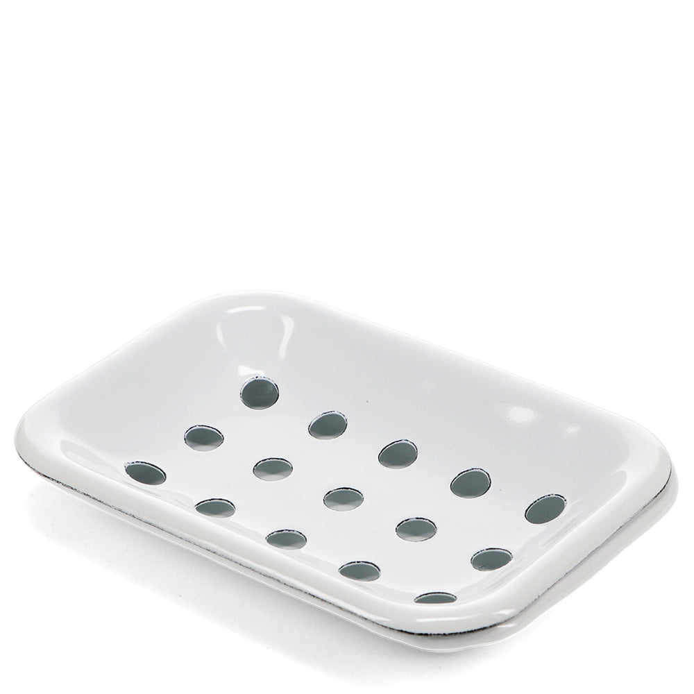 2 Part Enamel Soap Dish - White