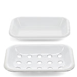 2 Part Enamel Soap Dish - White