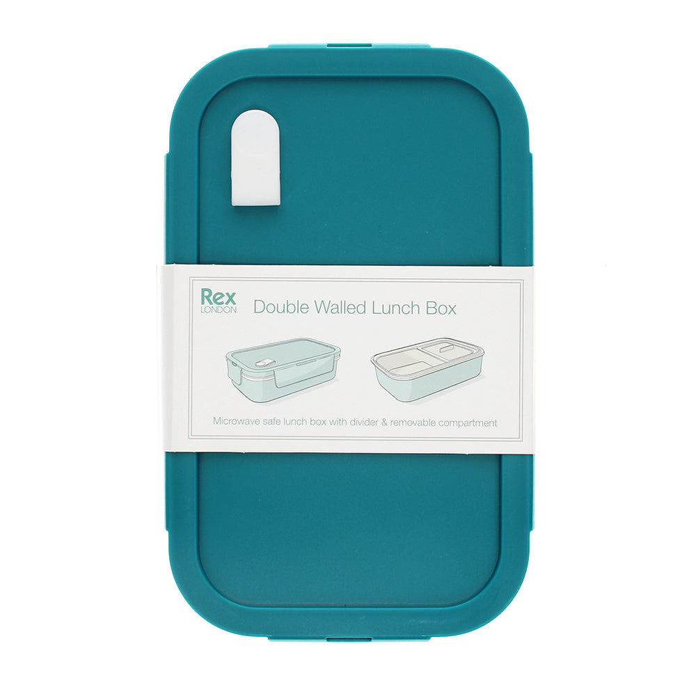 Double Wall Lunch Box With Divider - Blue