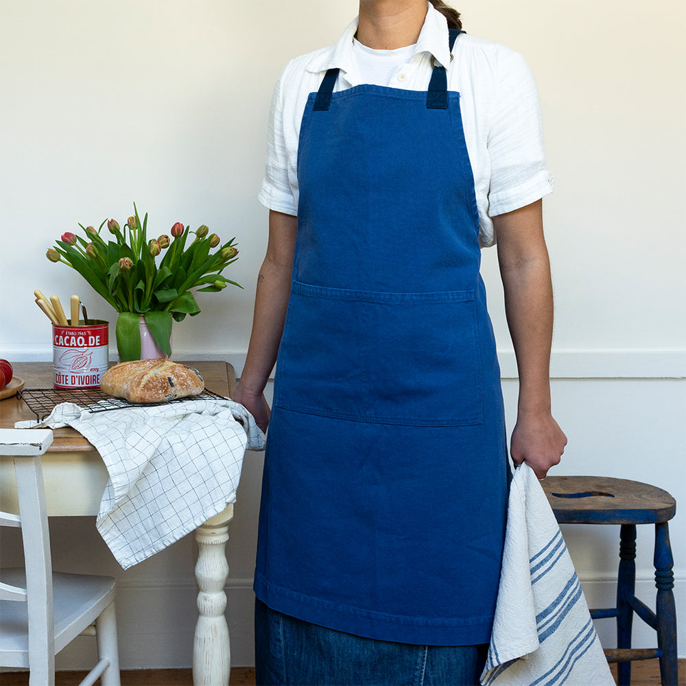 Two Tone Utility Apron - Indigo Blue