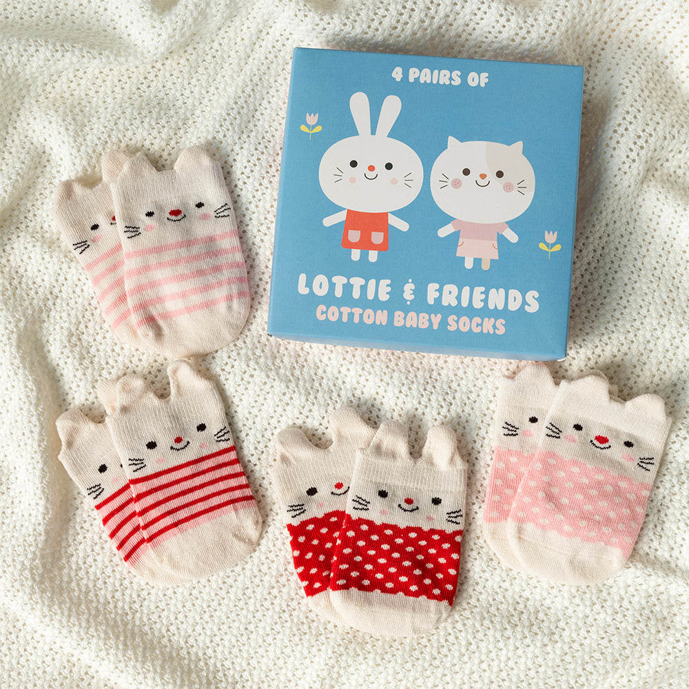 Lottie and Friends Set of 4 Organic Baby Socks
