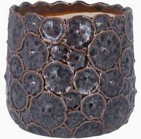 Brown Metallic Stoneware Mushroom Plant Pot - Medium