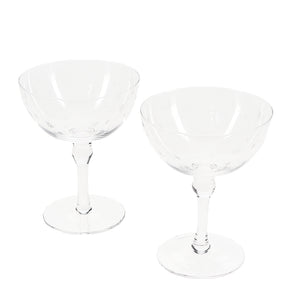Etched Star Coupe Glasses - Boxed Pair