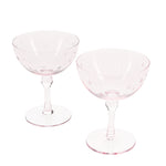 Etched Star Pink Coupe Glasses - Boxed Pair