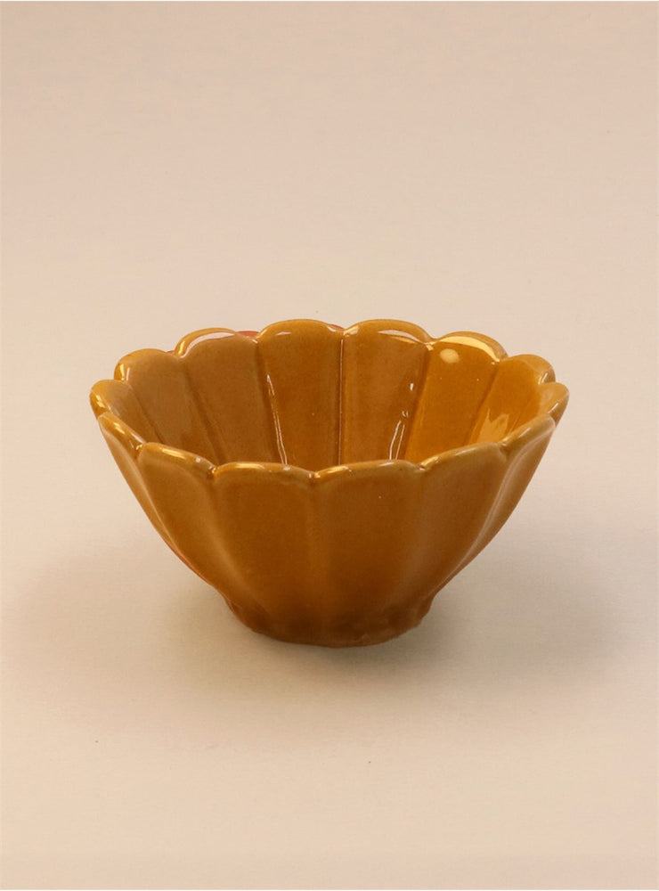 Orange Stoneware Fluted Mini Bowl