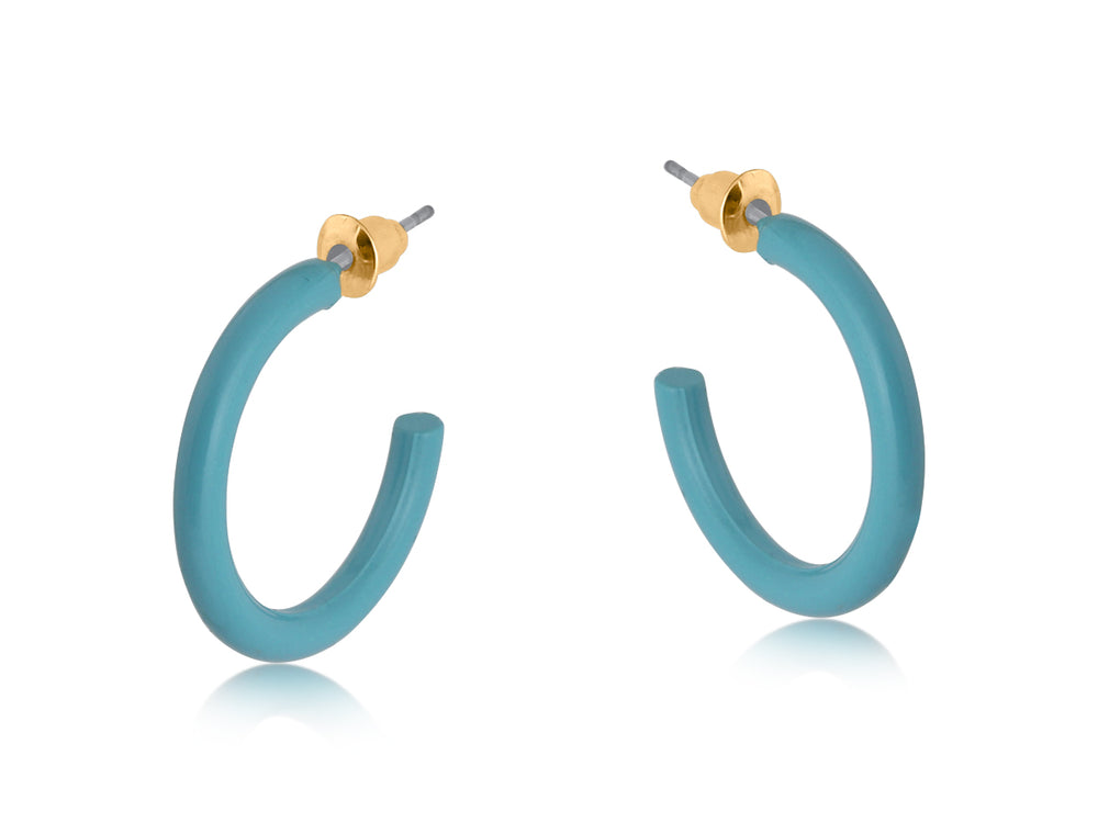 Norma Enamelled Hoop Earrings - Blue