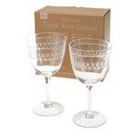 Etched Wine Glasses - Boxed Pair