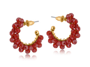 Olympia Cluster Beaded Hoop Earrings - Orange